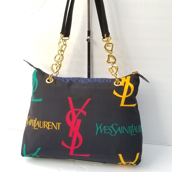 Gorgeous Vintage YSL Yves Saint Laurent Monogram canvas shoulder Tote handbag - Picture 3 of 16